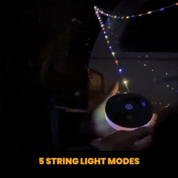 Camping String Lights, 2in 1 Outdoor Portable Stowable String Light with 5 Lighting Modes