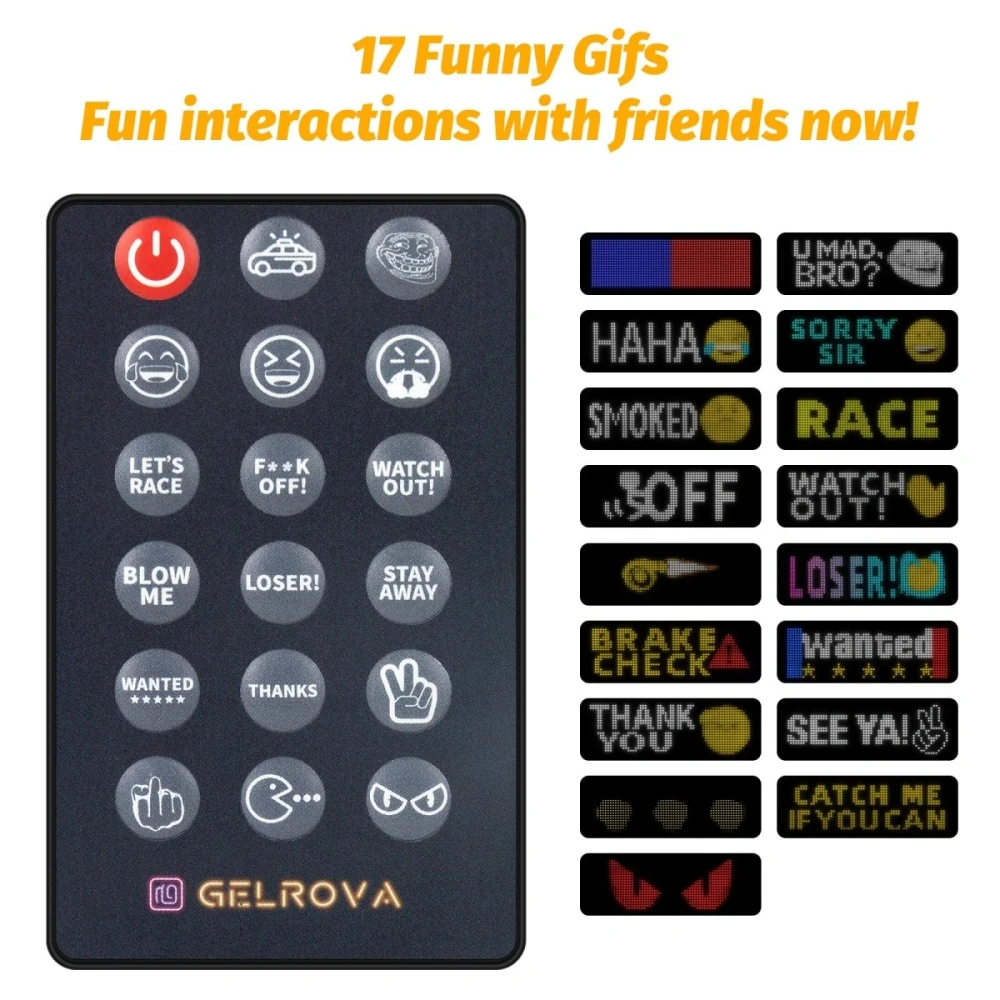 Customizable Gelrova LED Display, Flexible LED Car Sign Light Remote and App Control Custom Programmable LED Display for Store Car Bar Hotel, Scrolling Bright Advertising LED Signs (14"x4")