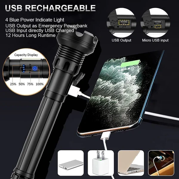 ✨LAST DAY SALE 49% OFF✨ LED Rechargeable Tactical Laser Flashlight 90000 High Lumens（Buy 2 Free Shipping）