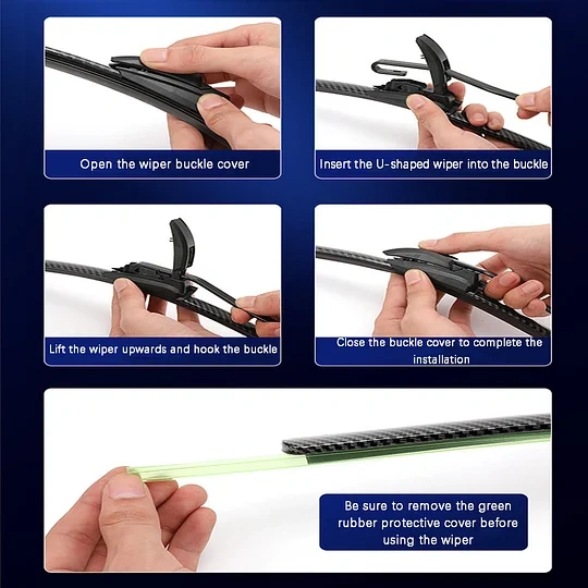 🌈 Carbon Fiber Boneless Silent Windshield Wipers - Make Your Driving Experience Stylish, Quiet And Clear!