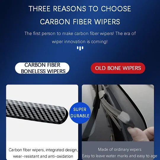 🌈 Carbon Fiber Boneless Silent Windshield Wipers - Make Your Driving Experience Stylish, Quiet And Clear!