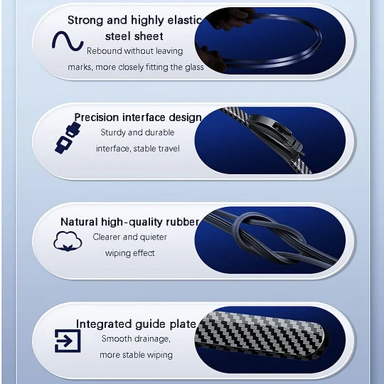 🌈 Carbon Fiber Boneless Silent Windshield Wipers - Make Your Driving Experience Stylish, Quiet And Clear!