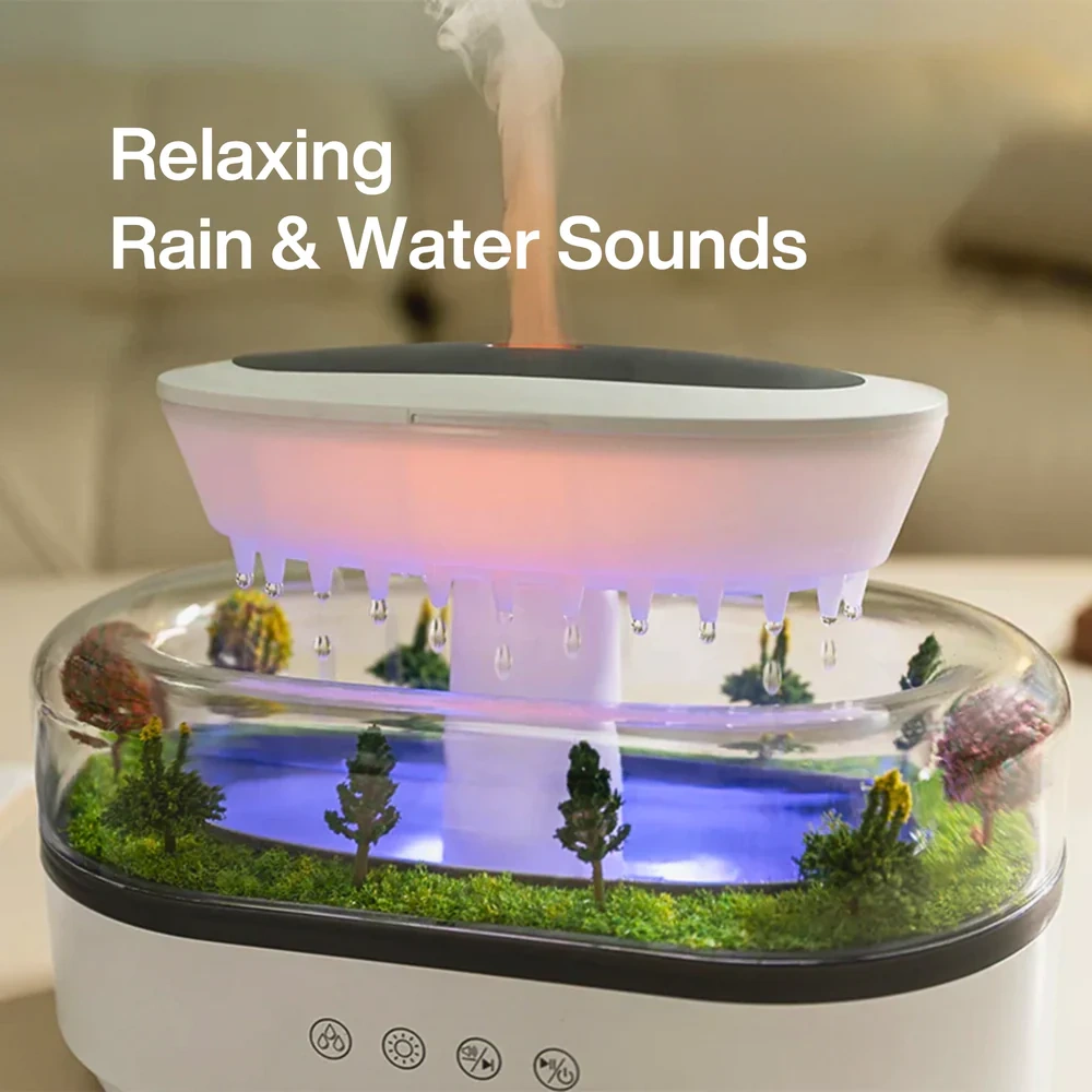 AquaBloom™ 4-in-1 Raindrop Humidifier, Aroma Diffuser, Natural White-noise & Night Light