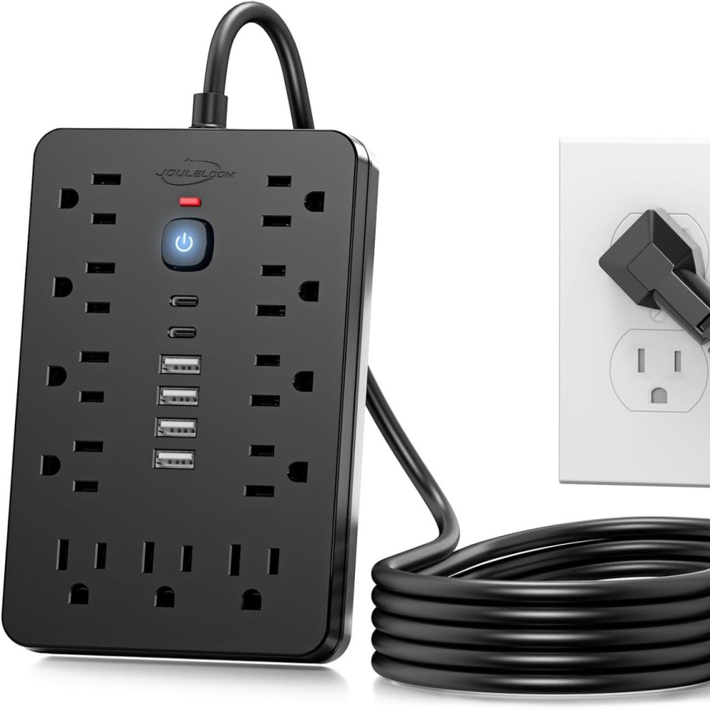 💥17 in 1 Surge Protector Power Strip, 1 Count Flat Plug Power Strip with 4 USB Ports and 2 USB-C