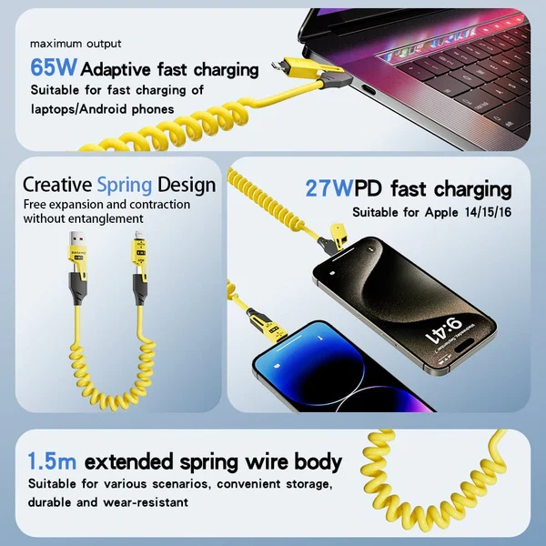 New Year HOT Sale - 49% OFF!-🔥4 in 1 Spring Fast Charging Cable（Buy 2 Free Shipping）