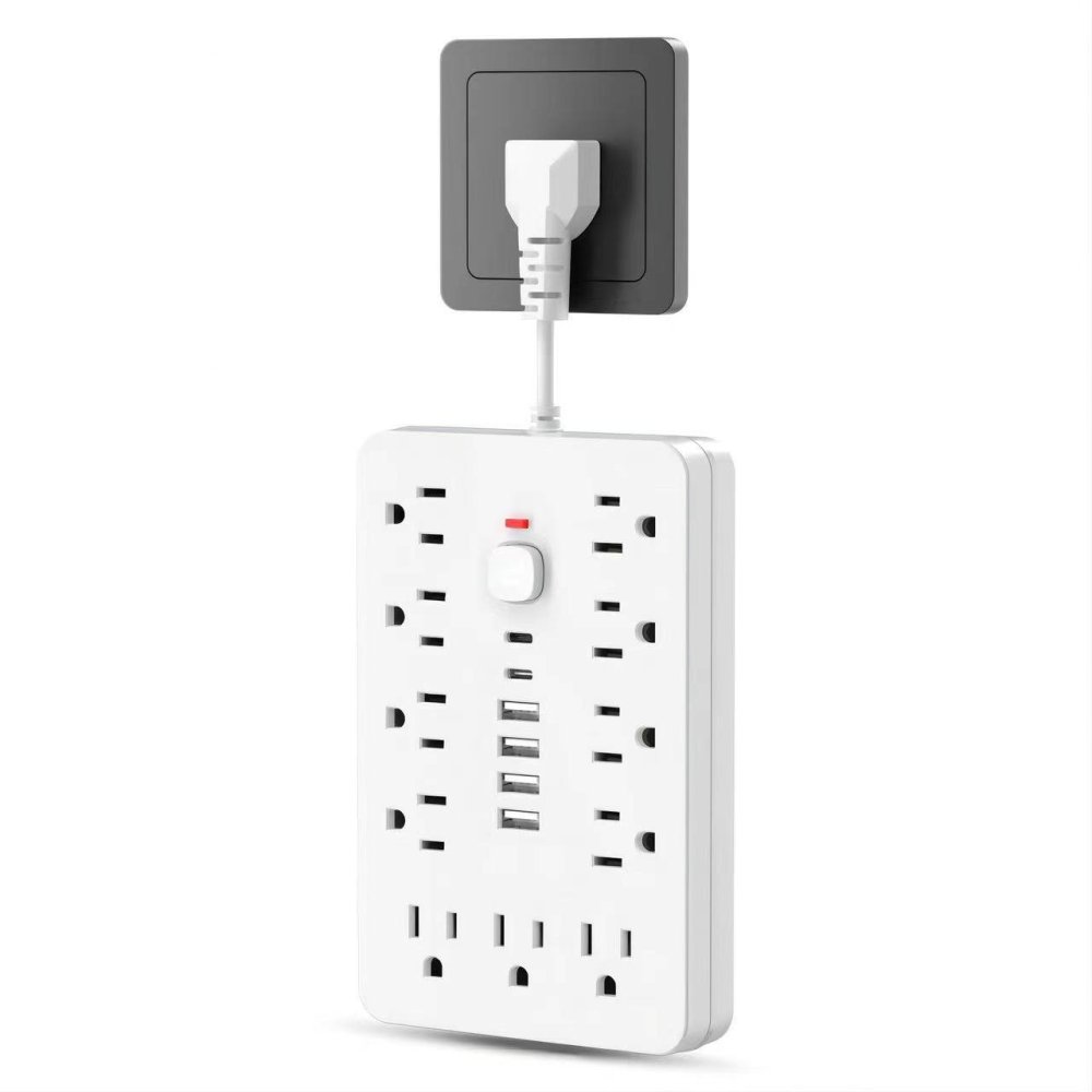💥17 in 1 Surge Protector Power Strip, 1 Count Flat Plug Power Strip with 4 USB Ports and 2 USB-C