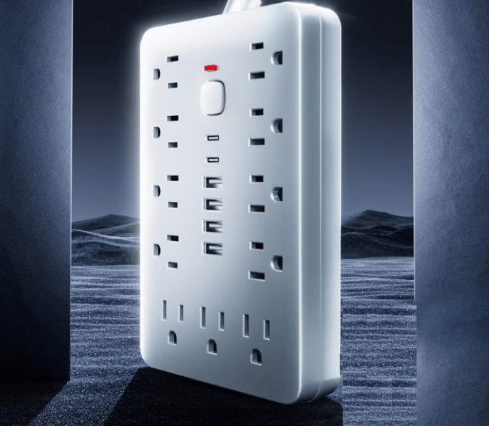💥17 in 1 Surge Protector Power Strip, 1 Count Flat Plug Power Strip with 4 USB Ports and 2 USB-C