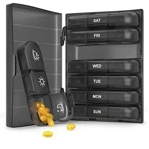 (🔥 49% OFF) 21 Grid Black Pill Box Sorting Box, Buy 2 Free Shipping