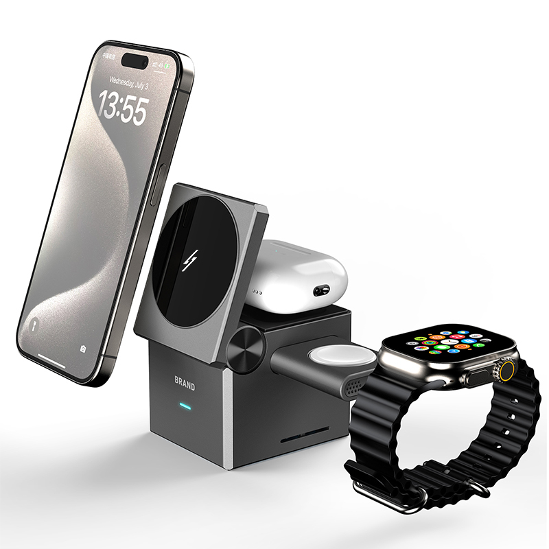 ⚡2025 Hot Sale⚡New 2025 Gadgets Wireless Charging Station 3 in 1 Wireless Charger Cube for Mobile Phone Smart Watch Earphone