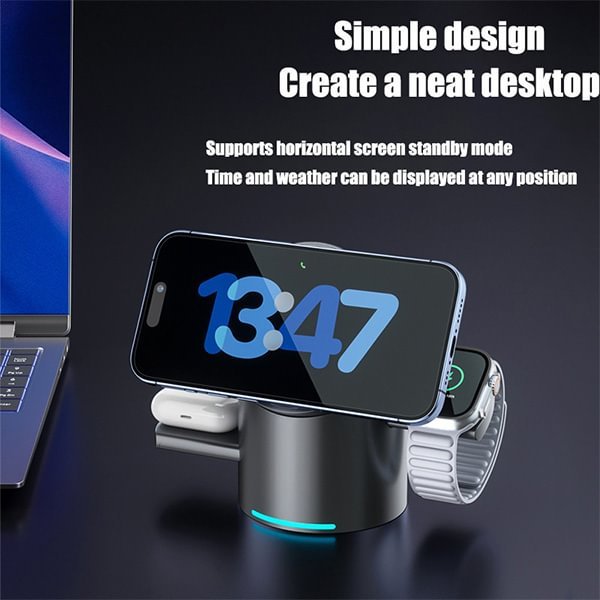 qi2 certified magsafe magnetic 3 in 1 wireless charger mobile phone fast charging stand rotating desktop charging station