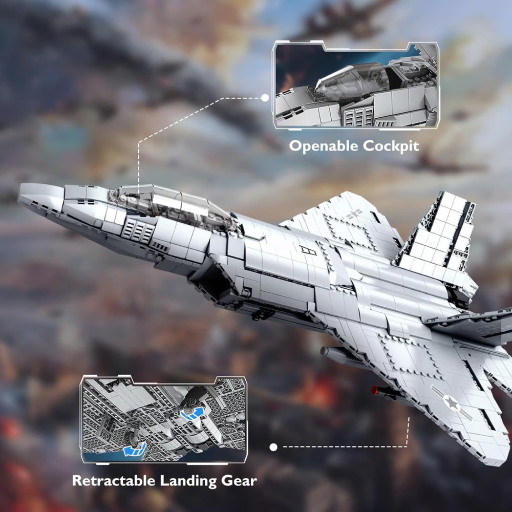 F22 Raptor Fighter Building Kit, Military Series Building Blocks Set