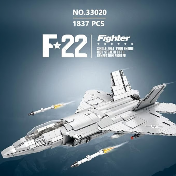 F22 Raptor Fighter Building Kit, Military Series Building Blocks Set