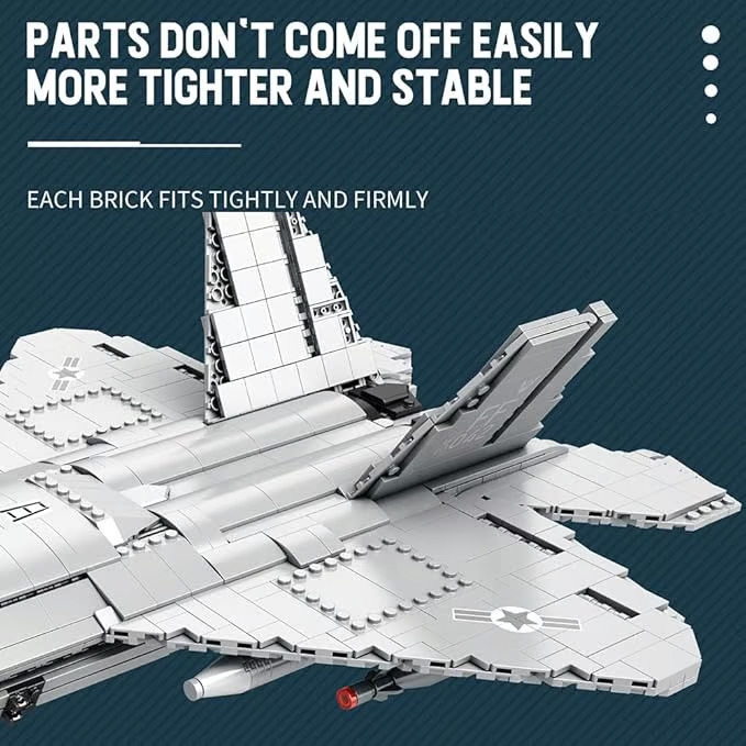 F22 Raptor Fighter Building Kit, Military Series Building Blocks Set
