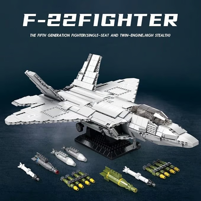 F22 Raptor Fighter Building Kit, Military Series Building Blocks Set