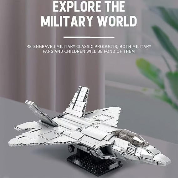 F22 Raptor Fighter Building Kit, Military Series Building Blocks Set