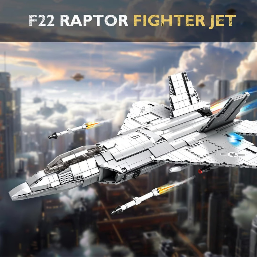 F22 Raptor Fighter Building Kit, Military Series Building Blocks Set