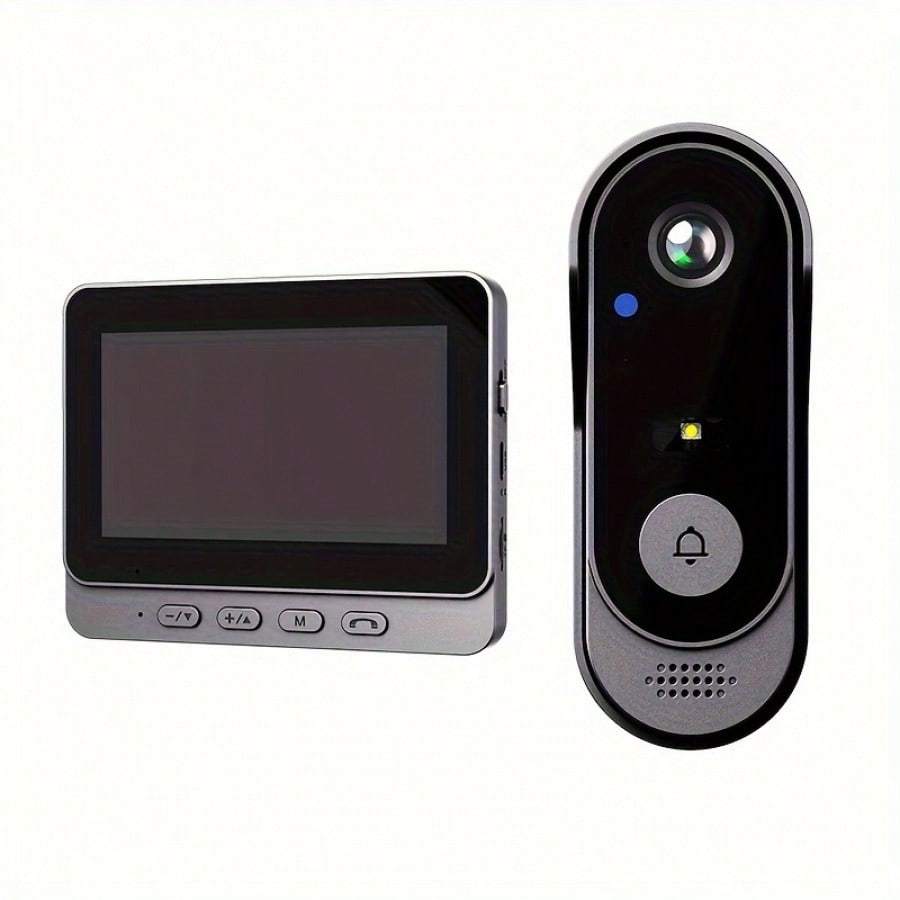 Wireless Video Doorbell, With 4.3 Inch Screen Real Time Indoor Monitor