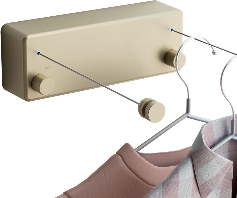 Retractable Clothesline，Indoor Outdoor Clothes Line , Retracting Hanging, Lock to Prevent Sagging