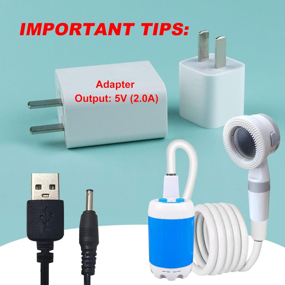 Portable Outdoor Camp Shower Pump, Rechargeable Electric Shower Pump with Multiple Spray Modes