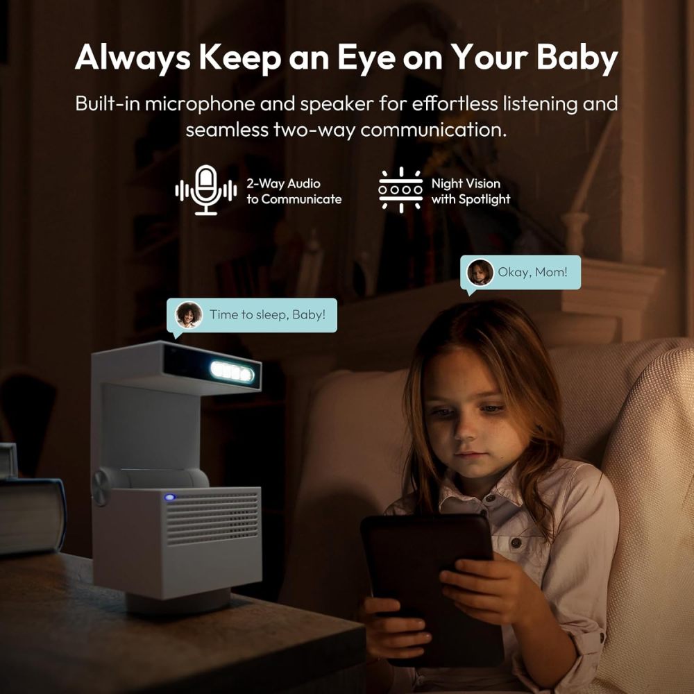 HD Indoor Security Camera with 6X Zoom, 2-Way Audio, Privacy Protection, Motion Tracking for Baby & Pet, 350° Pan & 135° Tilt, Local Storage