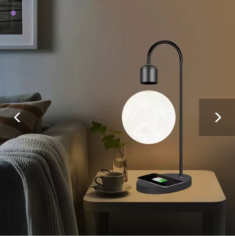 Creative Magnetic Levitation Moon Lamp for Home Decoration and LED Night Light with Wireless Charging