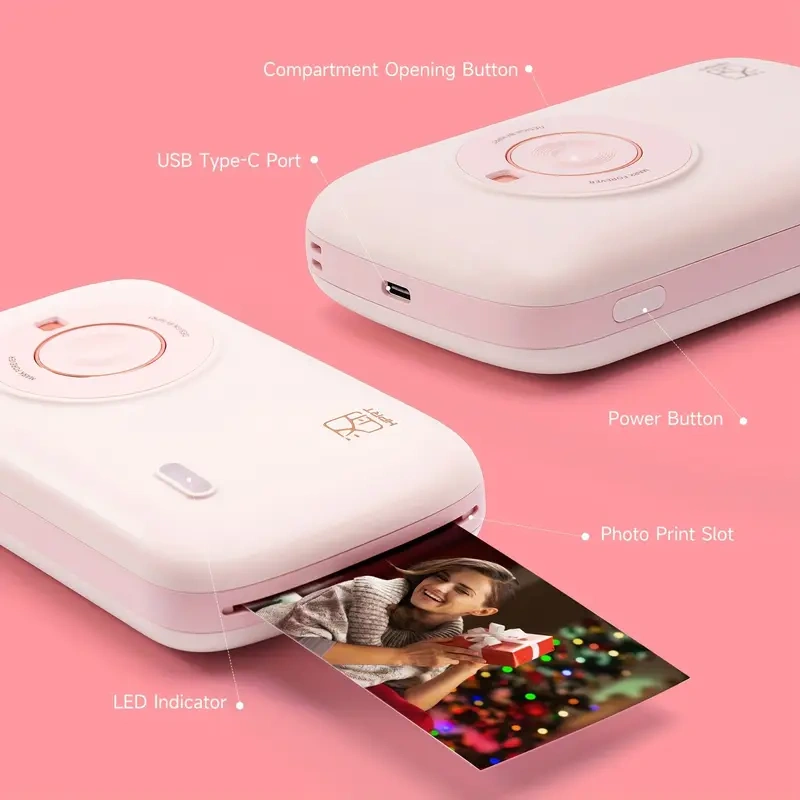 HPRT Photo Printer, 2x3 Micro Portable Colour Photo Printer with Wireless Mobile Connectivity, Compatible with iOS and Android