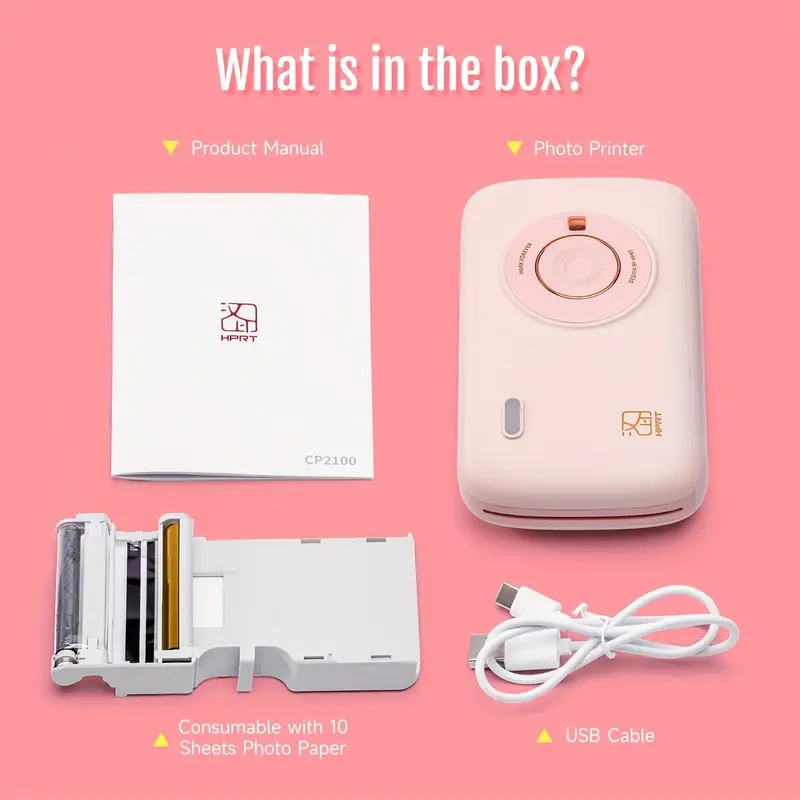 HPRT Photo Printer, 2x3 Micro Portable Colour Photo Printer with Wireless Mobile Connectivity, Compatible with iOS and Android