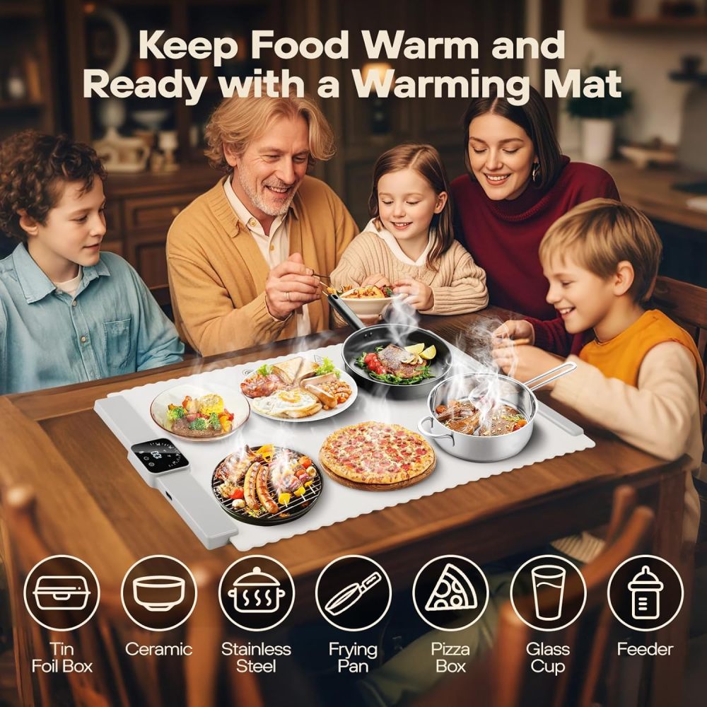 🔥Food Warming Mat - Electric Warming Trays for Buffets, Foldable Portable Food Warmer