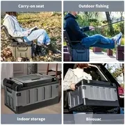 Waterproof Folding Camping Chair with Backrest & Storage Box