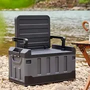 Waterproof Folding Camping Chair with Backrest & Storage Box