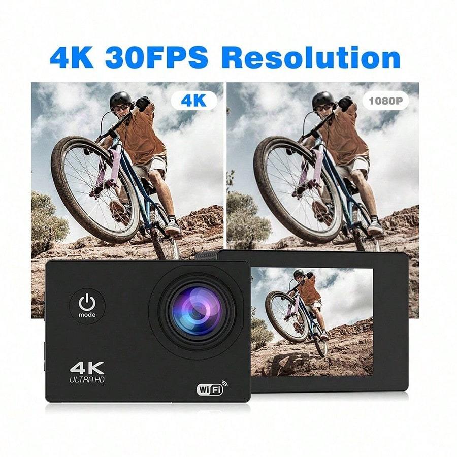 4K Action Camera（Includes 32GB Card And 1 Remote Control Selfie Stick)