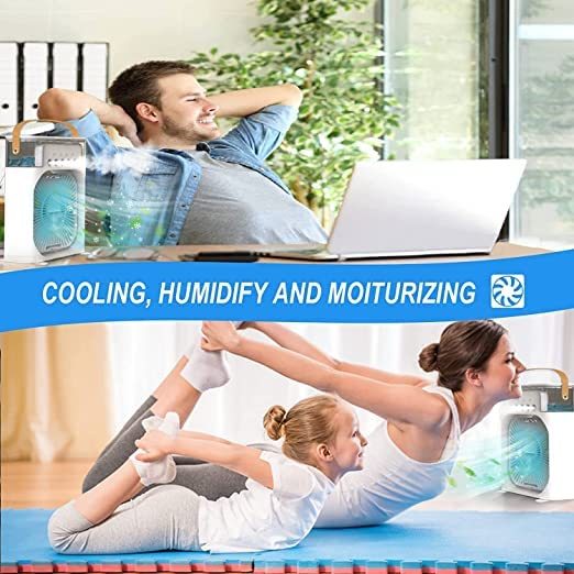 🌟Home - use Compact Air Cooler: Portable, for Dormitory, with Mist Spray, Humidifying Desktop Fan 🔥