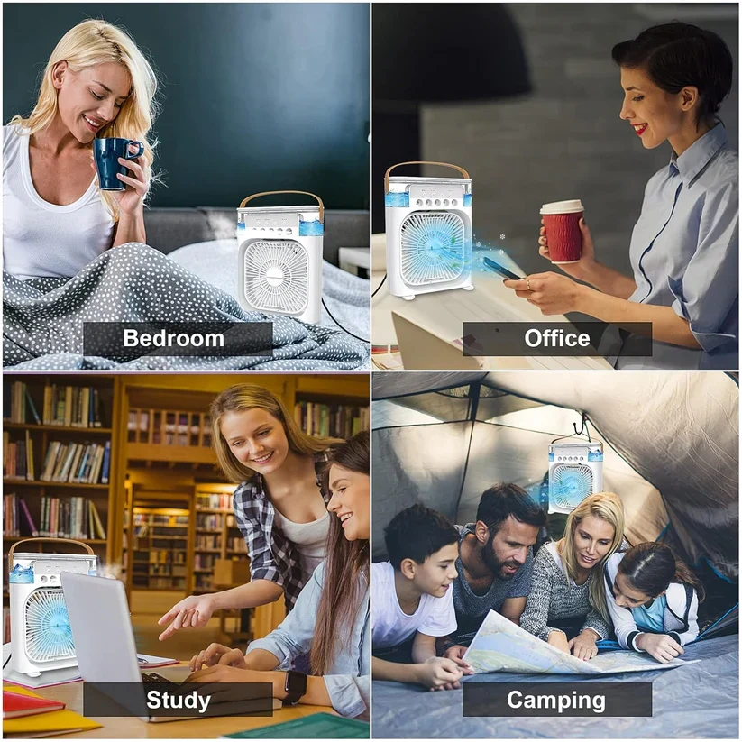🌟Home - use Compact Air Cooler: Portable, for Dormitory, with Mist Spray, Humidifying Desktop Fan 🔥