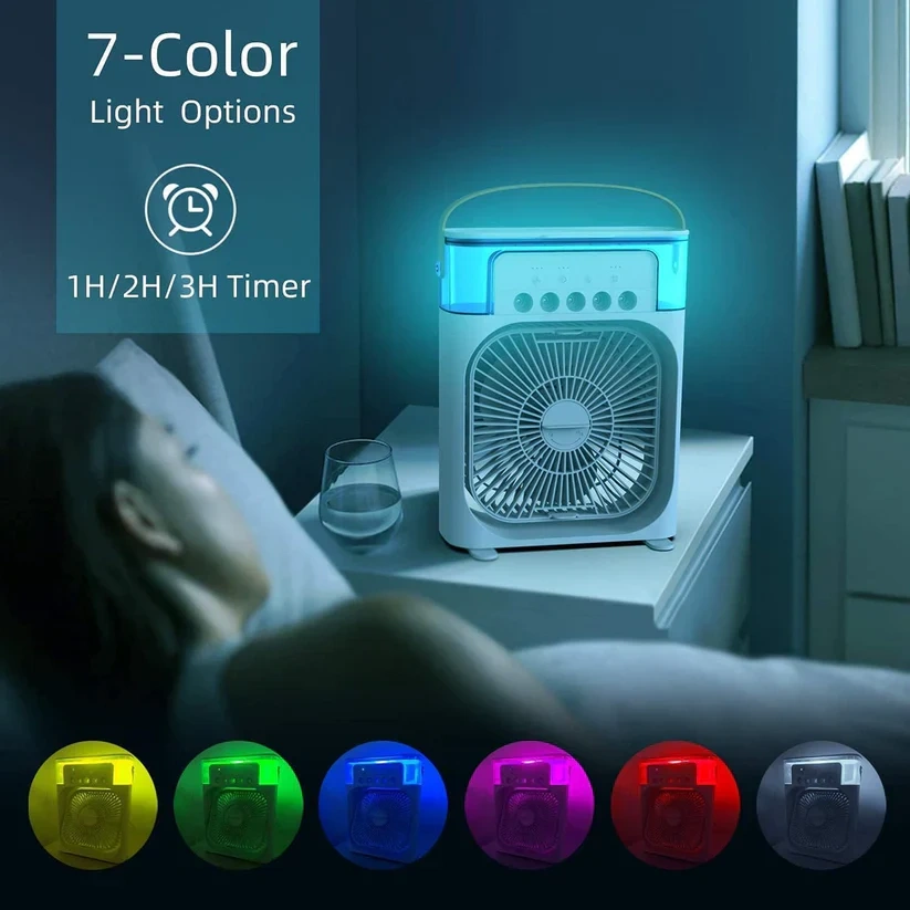 🌟Home - use Compact Air Cooler: Portable, for Dormitory, with Mist Spray, Humidifying Desktop Fan 🔥