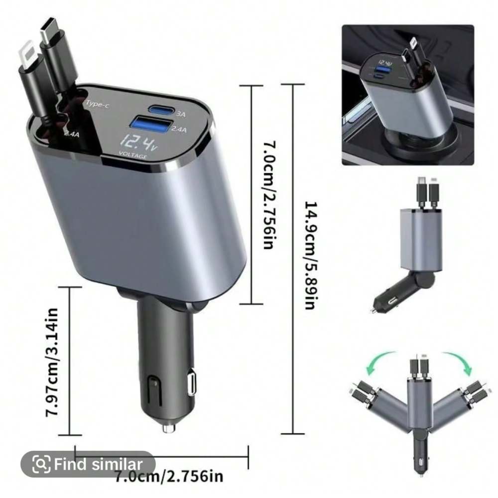 Fast Charge Retractable Car Charger