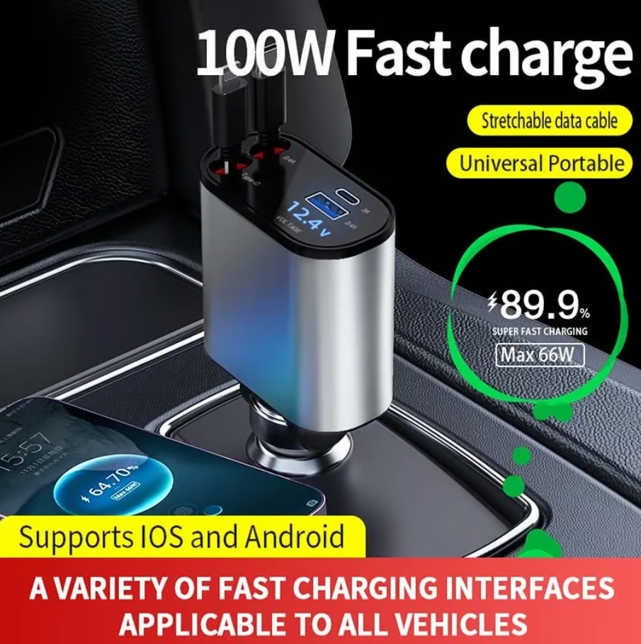 Fast Charge Retractable Car Charger