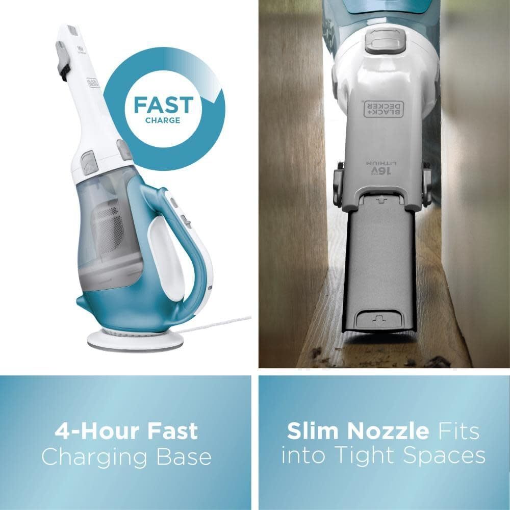 BLACK+DECKER dustbuster AdvancedClean Cordless Handheld Vacuum, Compact Home and Car Vacuum with Crevice Tool (CHV1410L)