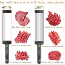 Meat Slicer For Fresh Raw Meat, Adjustable Thickness 2 Or 4 Mm, 17-In-1 Stainless Steel Meat Cleaver Kitchen Knife