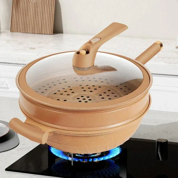 🔥Free Shipping🔥 Non-Stick Wok With Steamer Basket