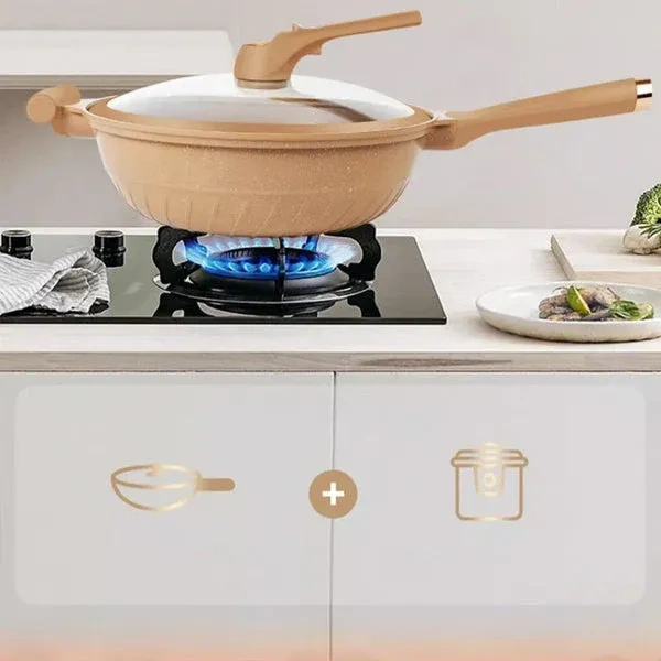 🔥Free Shipping🔥 Non-Stick Wok With Steamer Basket