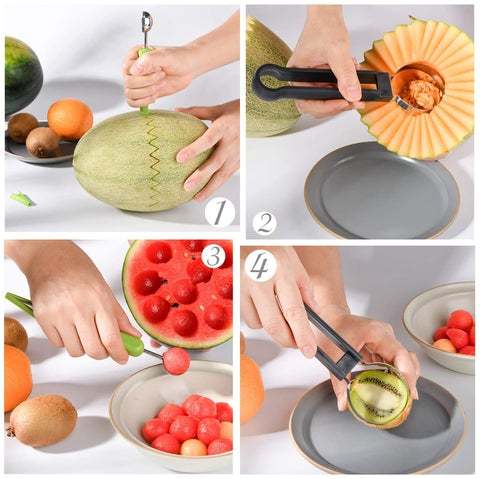 【🔥Hot sale 50% OFF】3 in 1 stainless steel fruit digging ball set