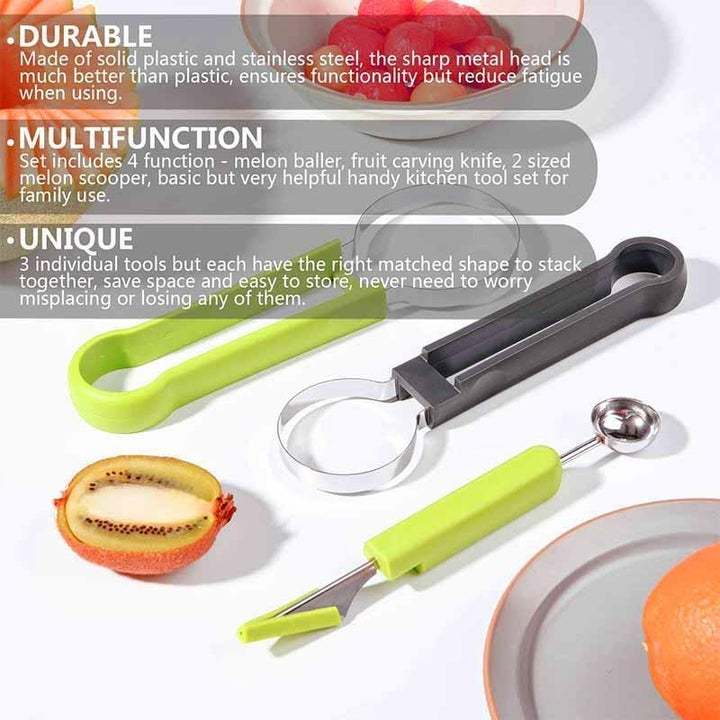 【🔥Hot sale 50% OFF】3 in 1 stainless steel fruit digging ball set