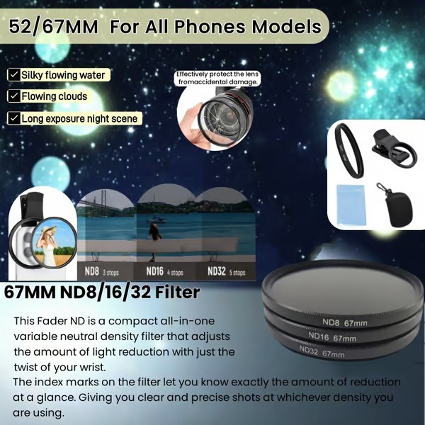🔥2025 New arrivals - 52/67MM Phone Lens Filter Kit For All Phones Models