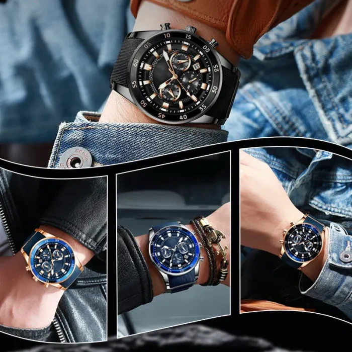 💎Limited-time special offer⌛Luxury Men's Sports Watch – Elegant Black and Gold Chronograph