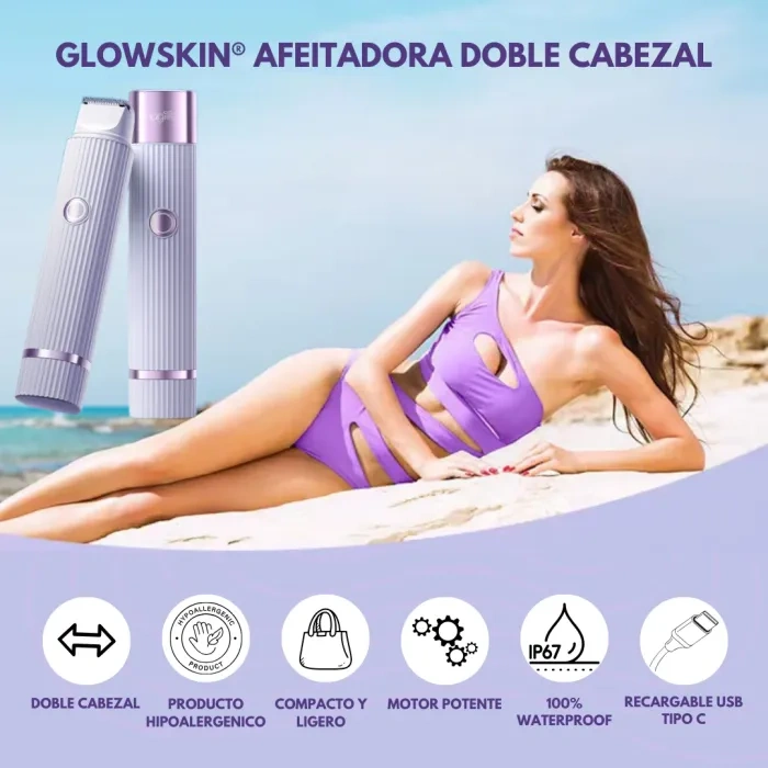AFEITADORA PARA DAMA DOBLE PUNTA RECARGABLE WATERPROOF GLOWSKIN