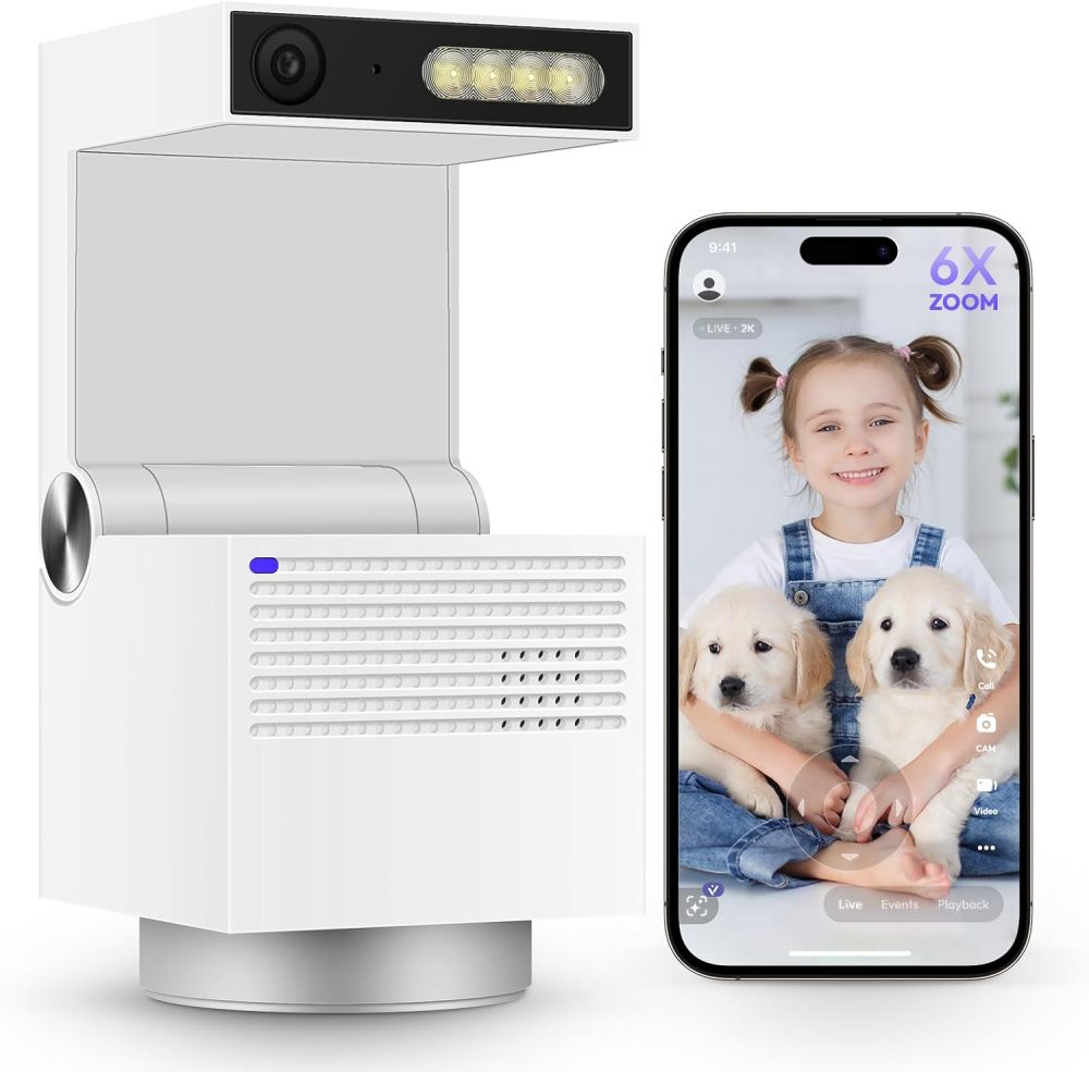HD Indoor Security Camera with 6X Zoom, 2-Way Audio, Privacy Protection, Motion Tracking for Baby & Pet, 350° Pan & 135° Tilt, Local Storage