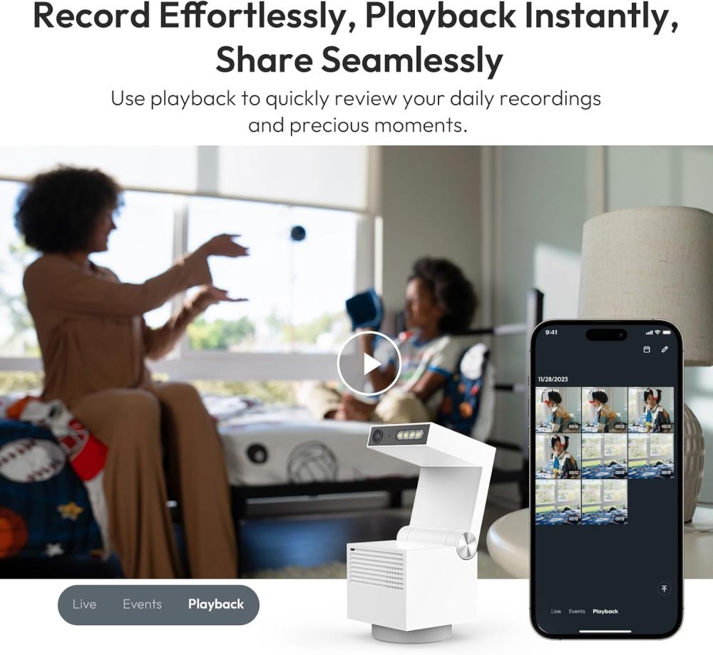 HD Indoor Security Camera with 6X Zoom, 2-Way Audio, Privacy Protection, Motion Tracking for Baby & Pet, 350° Pan & 135° Tilt, Local Storage