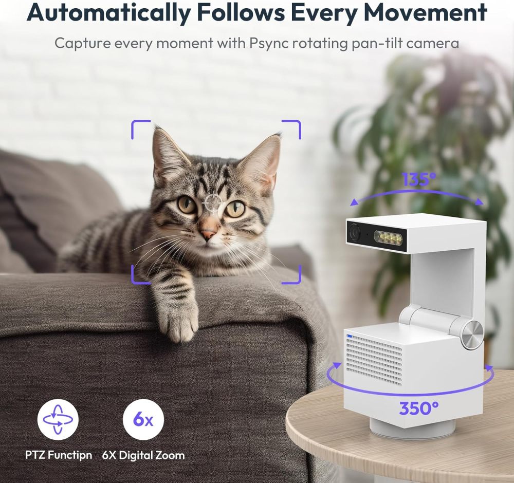HD Indoor Security Camera with 6X Zoom, 2-Way Audio, Privacy Protection, Motion Tracking for Baby & Pet, 350° Pan & 135° Tilt, Local Storage