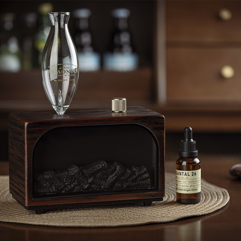 Vintage Fireplace Flame Aroma Humidifier – Retro Essential Oil Beauty Humidifier Lamp