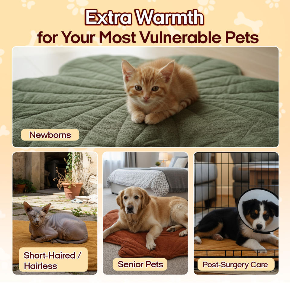The Ultimate Warming Station: Natural-Leaf Pet Heating Pad for Cats & Dogs